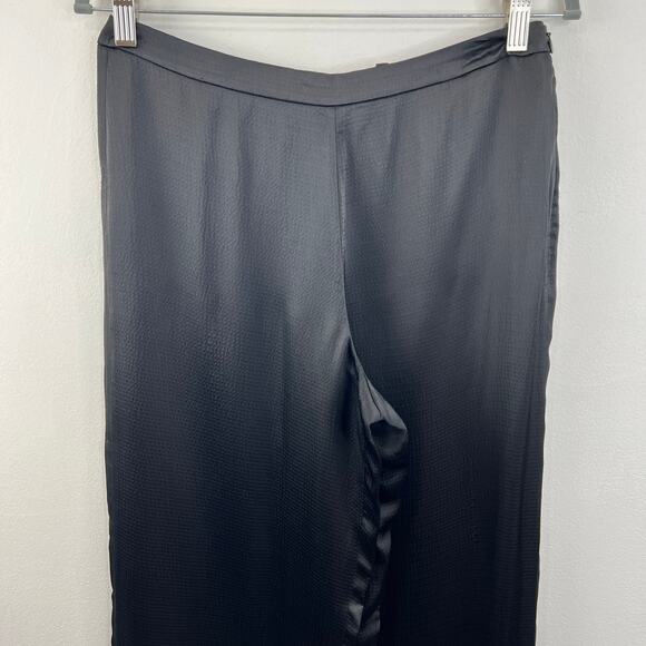 THEORY Black Pajama Pant in Hammered Viscose Satin Side-Zip Full Length 4 S - Picture 3 of 9